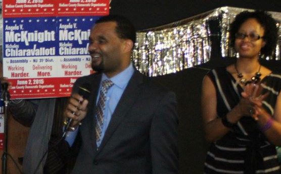 SOURCE: Facebook - Muhammed Akil speaking at an Angela McKnight and Nicholas Chiaravalloti campaign rally.