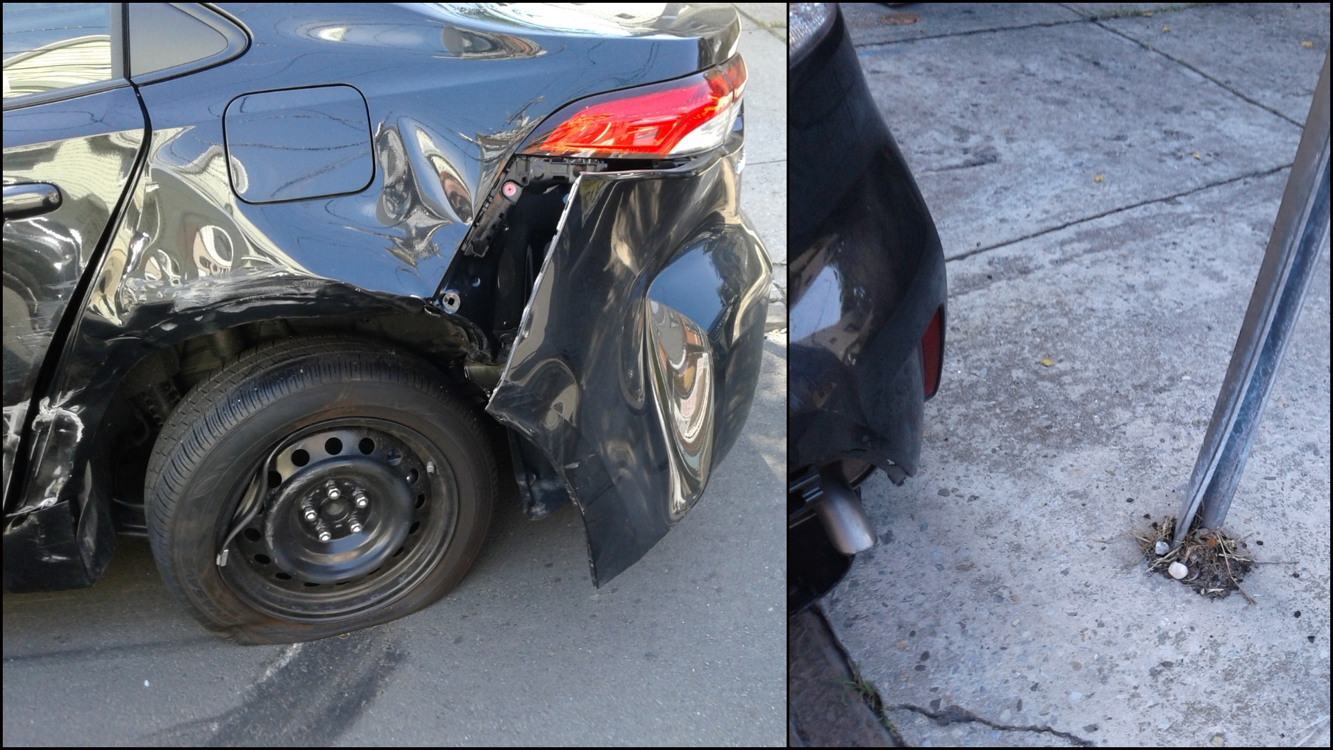 Parked car damage - Columbia Ave - Jersey City - Richie Lopez